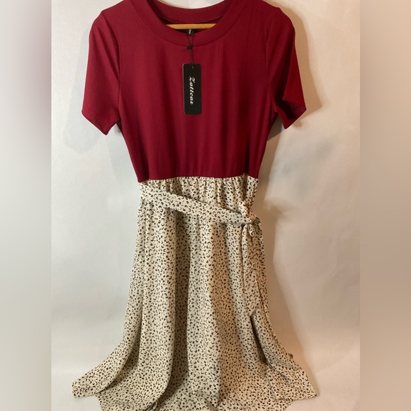 Dresses & Skirts - Red & Cheetah MIDI Dress | Large